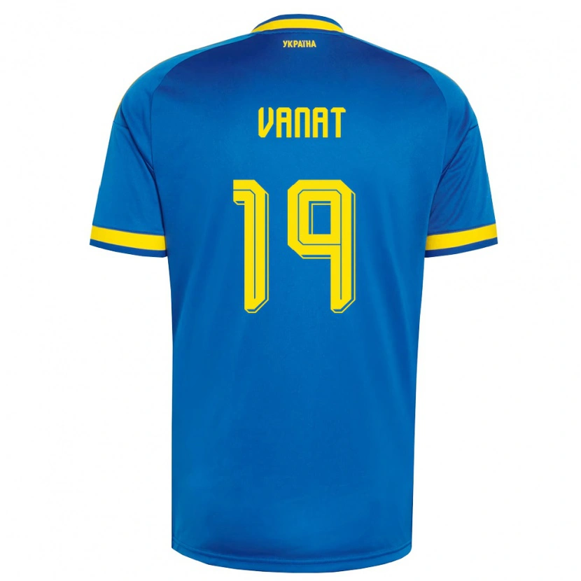 Danxen Mujer Camiseta Ucrania Vladyslav Vanat #19 Azul Amarillo Marino 2ª Equipación 26-28 La Camisa