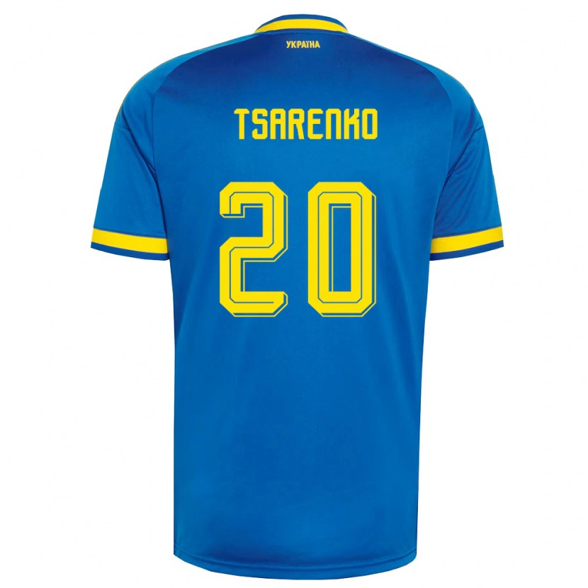 Danxen Mujer Camiseta Ucrania Anton Tsarenko #20 Azul Amarillo Marino 2ª Equipación 26-28 La Camisa