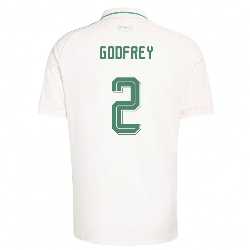 Danxen Mujer Camiseta Gales Alex Godfrey #2 Blanco Marrón Verde 2ª Equipación 26-28 La Camisa