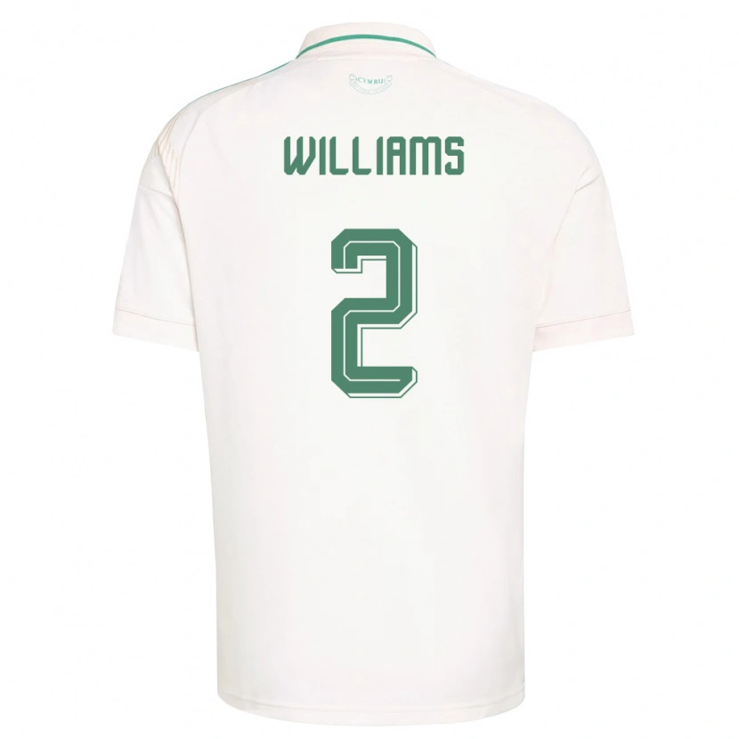 Danxen Mujer Camiseta Gales Morgan Williams #2 Blanco Marrón Verde 2ª Equipación 26-28 La Camisa