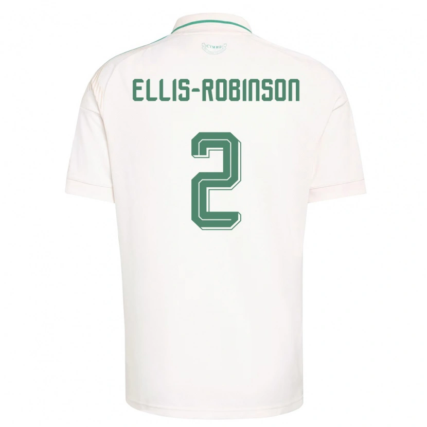 Danxen Mujer Camiseta Gales Eddie Ellis-Robinson #2 Blanco Marrón Verde 2ª Equipación 26-28 La Camisa