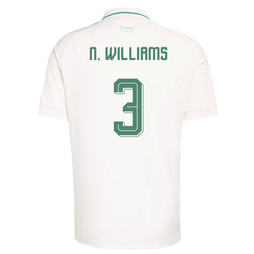 Danxen Mujer Camiseta Gales Neco Williams #3 Blanco Marrón Verde 2ª Equipación 26-28 La Camisa