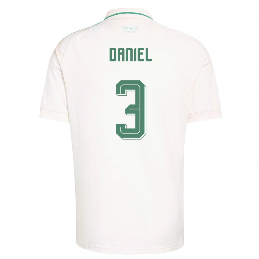 Danxen Mujer Camiseta Gales Hugo Daniel #3 Blanco Marrón Verde 2ª Equipación 26-28 La Camisa