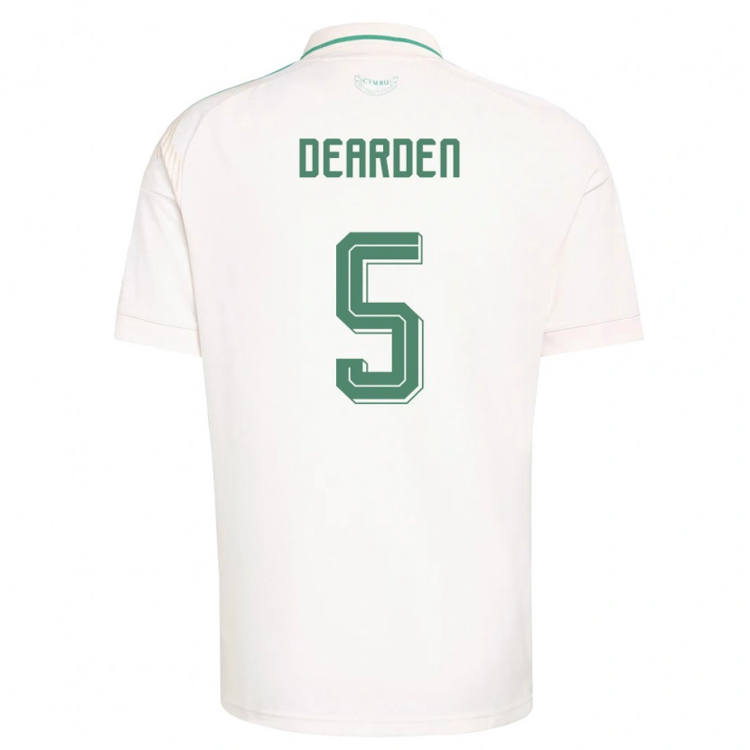 Danxen Mujer Camiseta Gales Tom Dearden #5 Blanco Marrón Verde 2ª Equipación 26-28 La Camisa