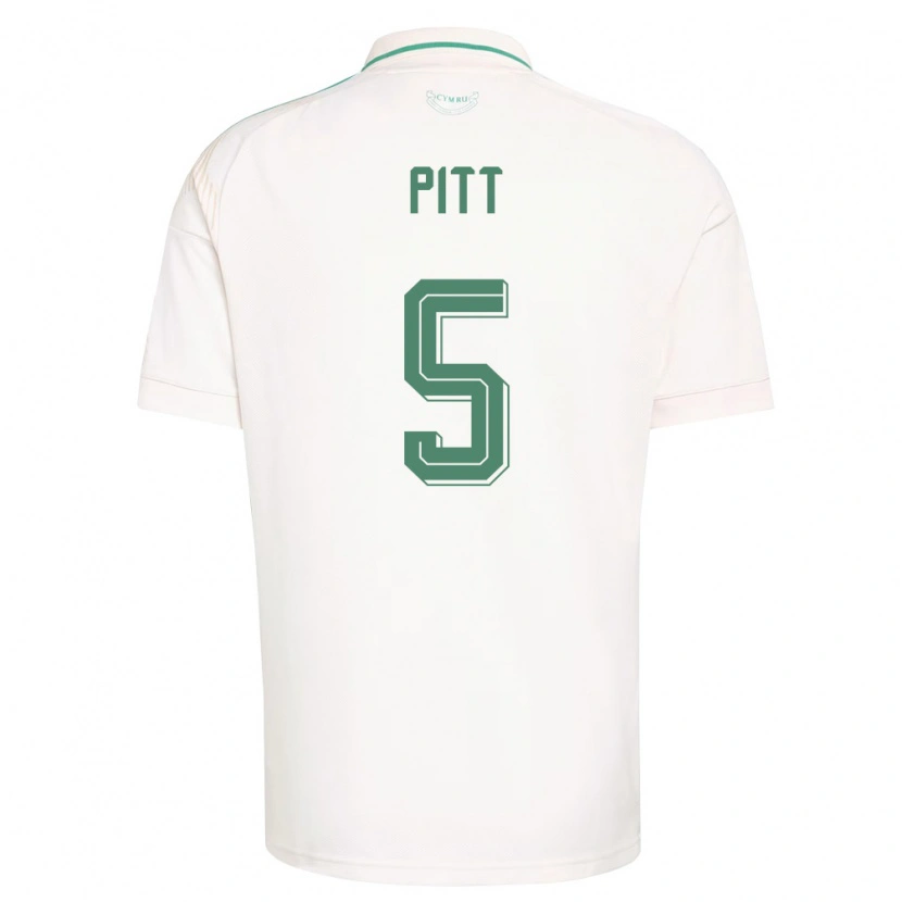 Danxen Mujer Camiseta Gales Theo Pitt #5 Blanco Marrón Verde 2ª Equipación 26-28 La Camisa