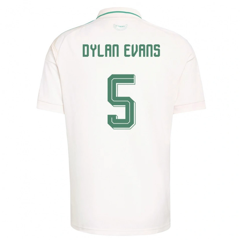 Danxen Mujer Camiseta Gales Dylan Evans #5 Blanco Marrón Verde 2ª Equipación 26-28 La Camisa