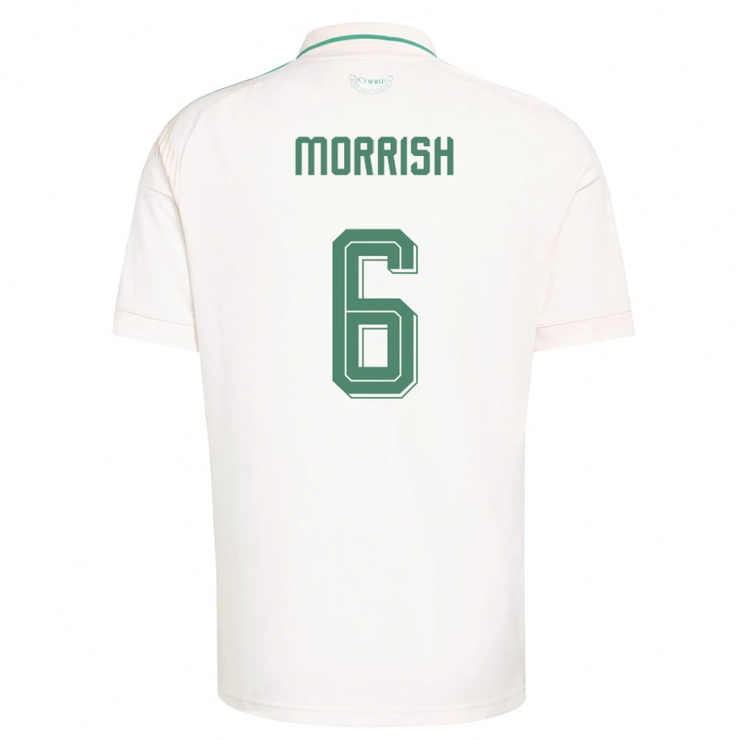 Danxen Mujer Camiseta Gales Rhys Morrish #6 Blanco Marrón Verde 2ª Equipación 26-28 La Camisa