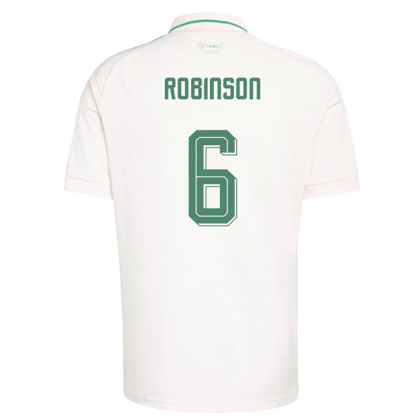 Danxen Mujer Camiseta Gales Milo Robinson #6 Blanco Marrón Verde 2ª Equipación 26-28 La Camisa