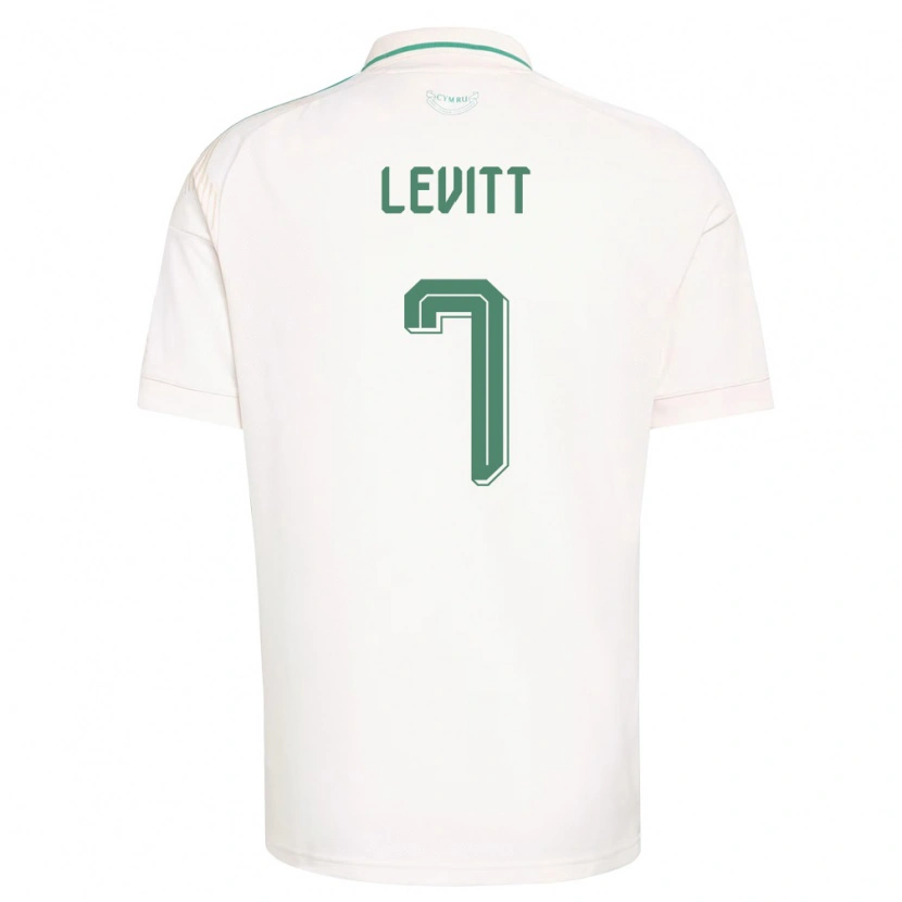 Danxen Mujer Camiseta Gales Dylan Levitt #7 Blanco Marrón Verde 2ª Equipación 26-28 La Camisa