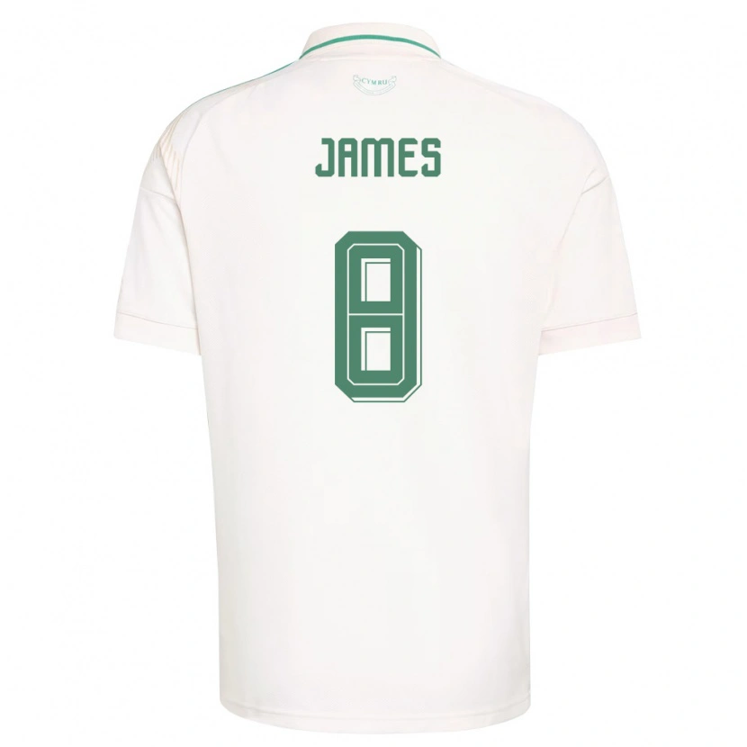 Danxen Mujer Camiseta Gales Angharad James #8 Blanco Marrón Verde 2ª Equipación 26-28 La Camisa
