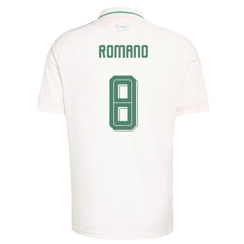 Danxen Mujer Camiseta Gales Enzo Romano #8 Blanco Marrón Verde 2ª Equipación 26-28 La Camisa
