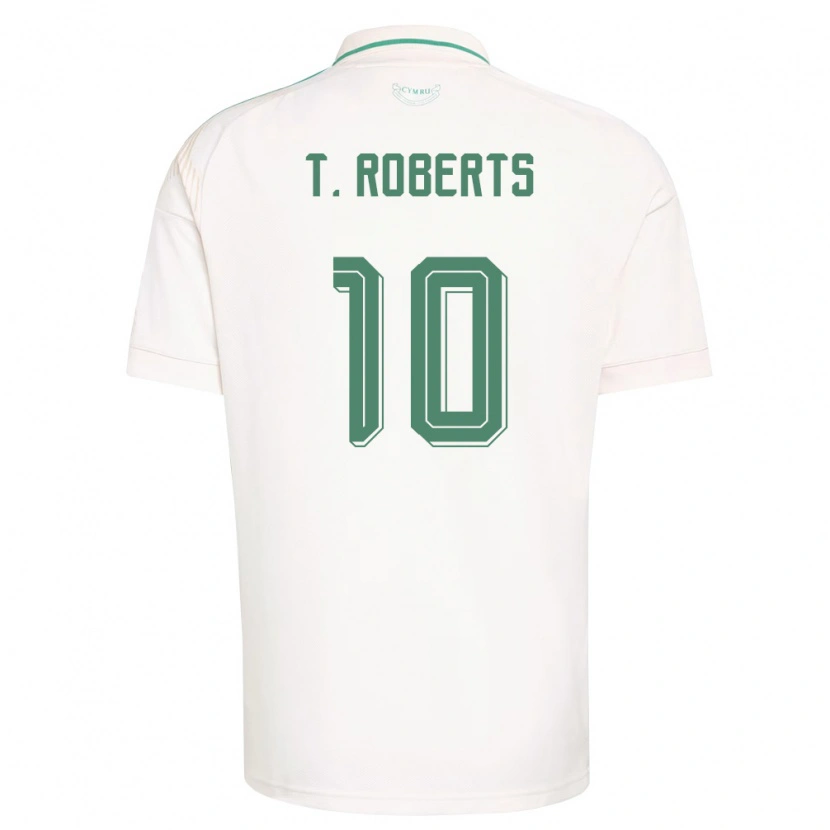 Danxen Mujer Camiseta Gales Tyler Roberts #10 Blanco Marrón Verde 2ª Equipación 26-28 La Camisa