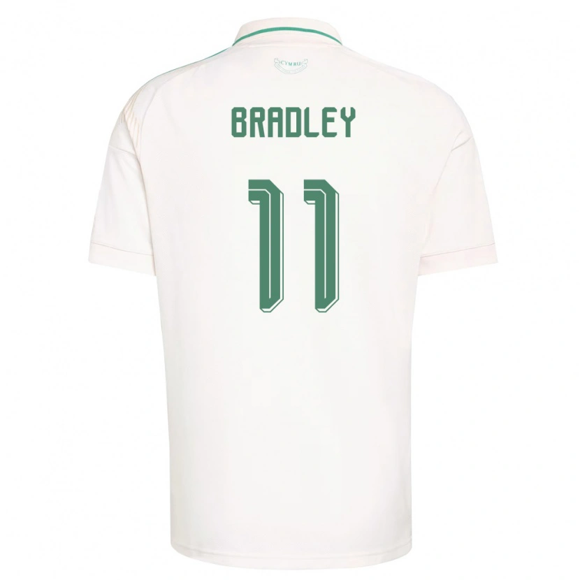 Danxen Mujer Camiseta Gales Sion Bradley #11 Blanco Marrón Verde 2ª Equipación 26-28 La Camisa