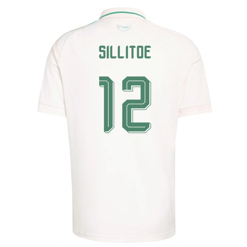 Danxen Mujer Camiseta Gales Casey Sillitoe #12 Blanco Marrón Verde 2ª Equipación 26-28 La Camisa
