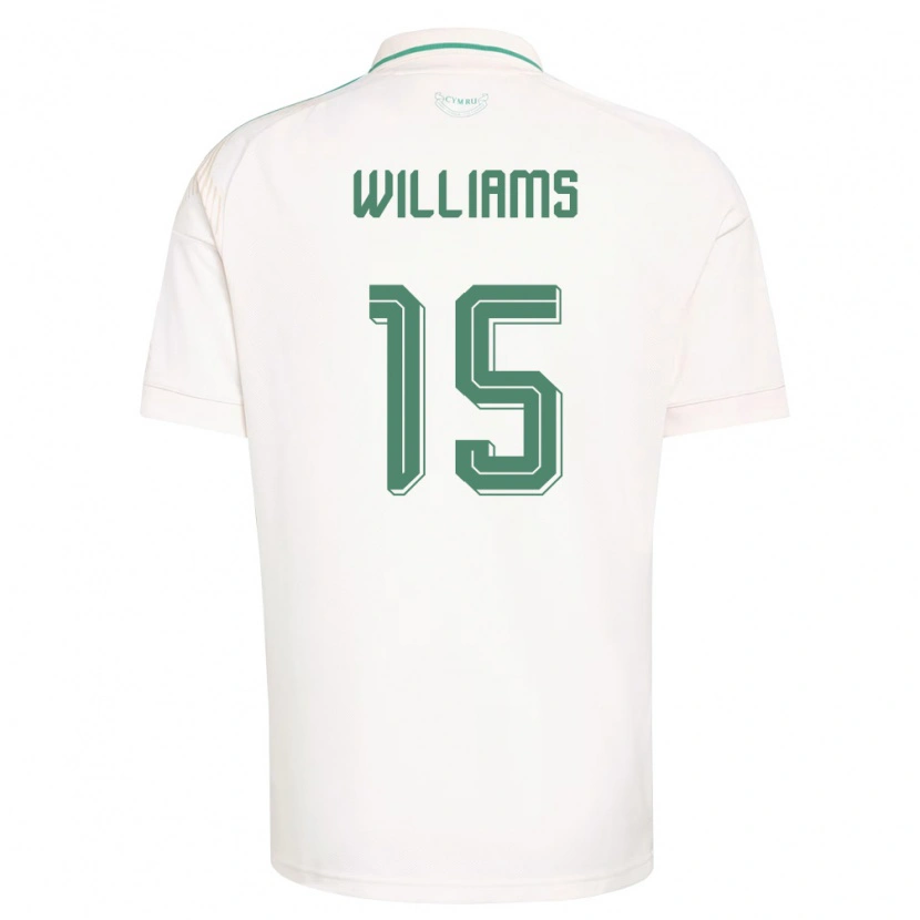 Danxen Mujer Camiseta Gales Joe Williams #15 Blanco Marrón Verde 2ª Equipación 26-28 La Camisa
