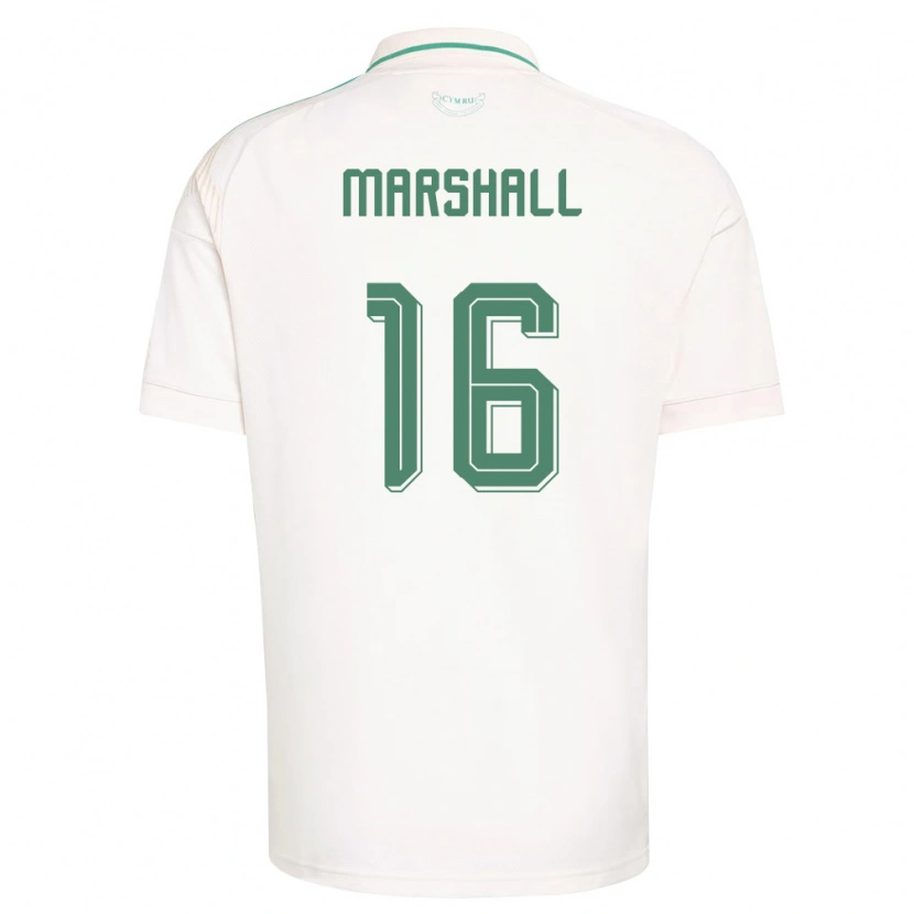 Danxen Mujer Camiseta Gales Theo Marshall #16 Blanco Marrón Verde 2ª Equipación 26-28 La Camisa