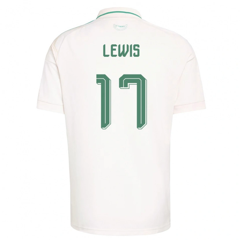 Danxen Mujer Camiseta Gales Bobby Lewis #17 Blanco Marrón Verde 2ª Equipación 26-28 La Camisa