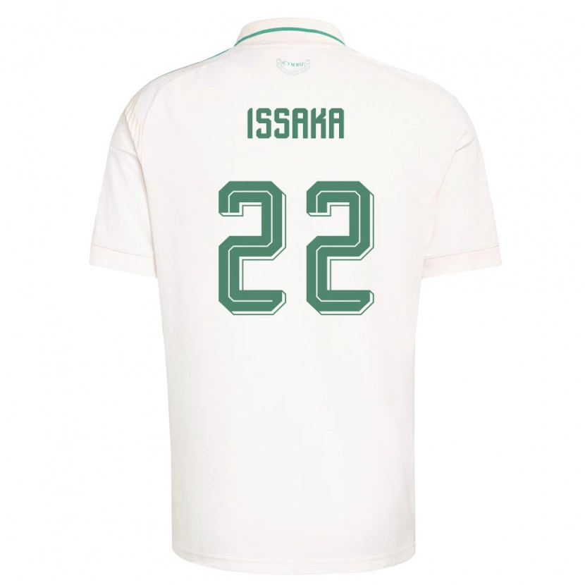 Danxen Mujer Camiseta Gales Freddie Issaka #22 Blanco Marrón Verde 2ª Equipación 26-28 La Camisa