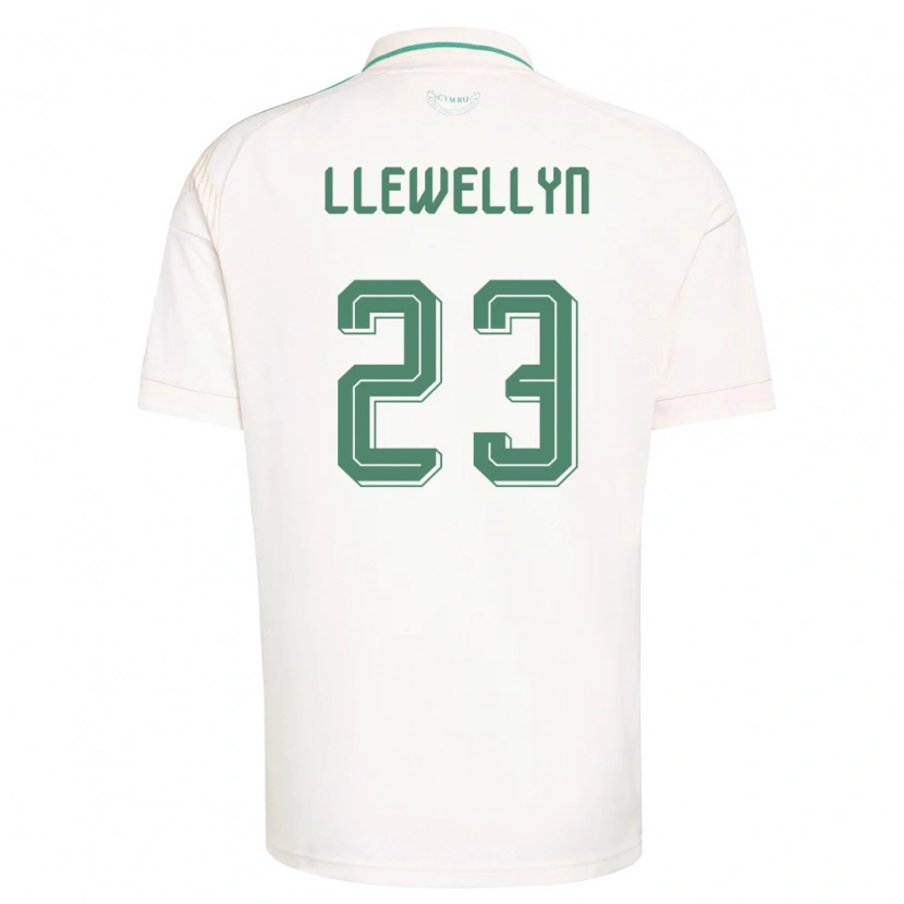 Danxen Mujer Camiseta Gales Ffion Llewellyn #23 Blanco Marrón Verde 2ª Equipación 26-28 La Camisa