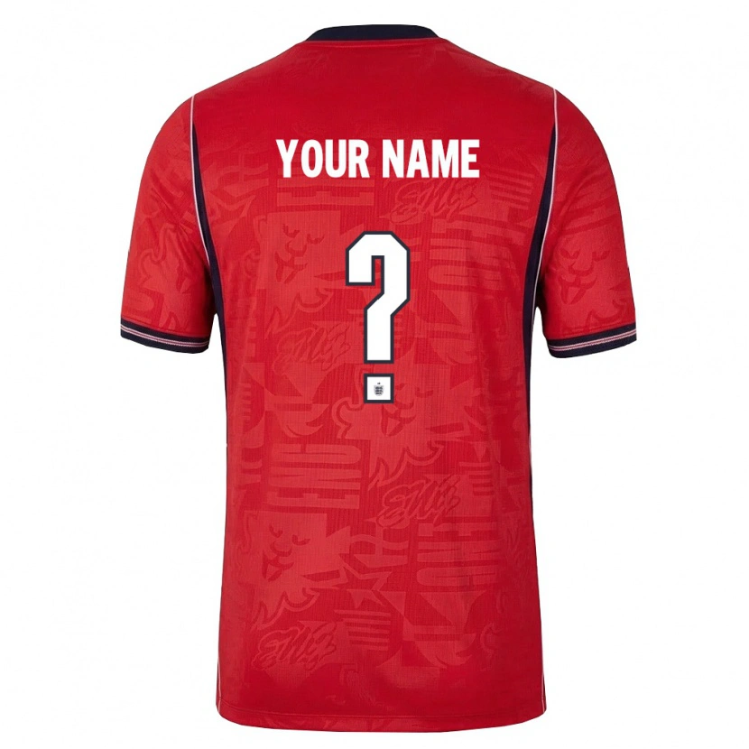 Danxen Mujer Camiseta Inglaterra Su Nombre #0 Rojo Marino Blanco 2ª Equipación 26-28 La Camisa