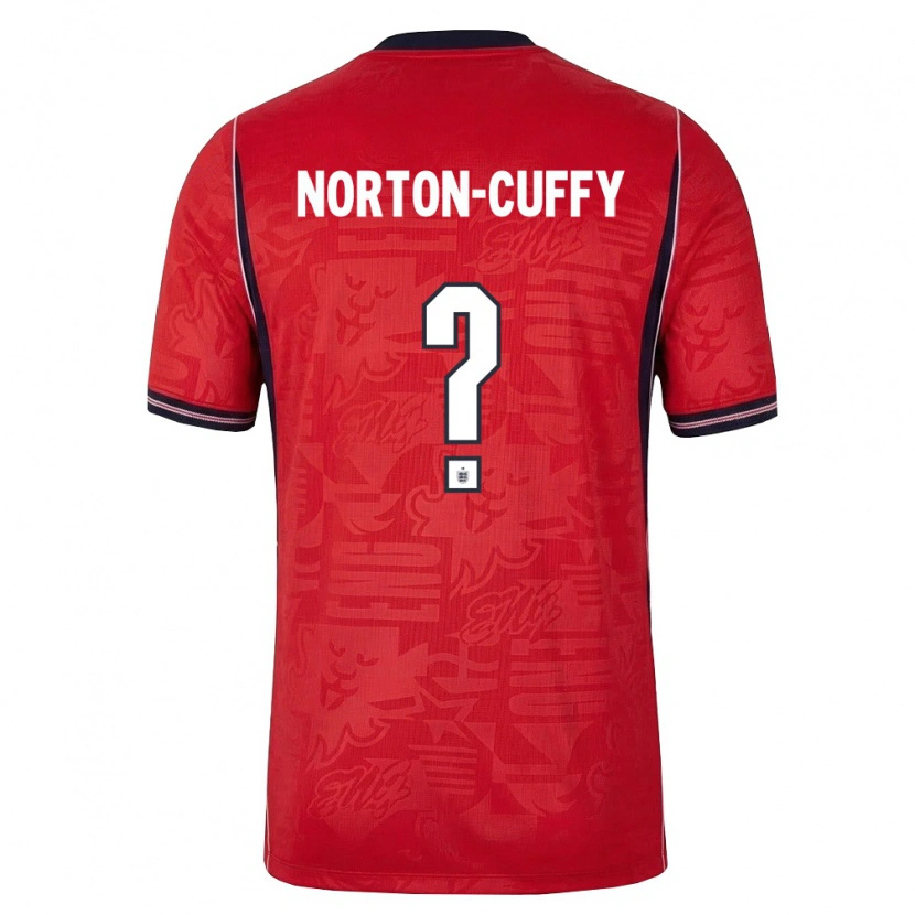 Danxen Mujer Camiseta Inglaterra Brooke Norton-Cuffy #0 Rojo Marino Blanco 2ª Equipación 26-28 La Camisa