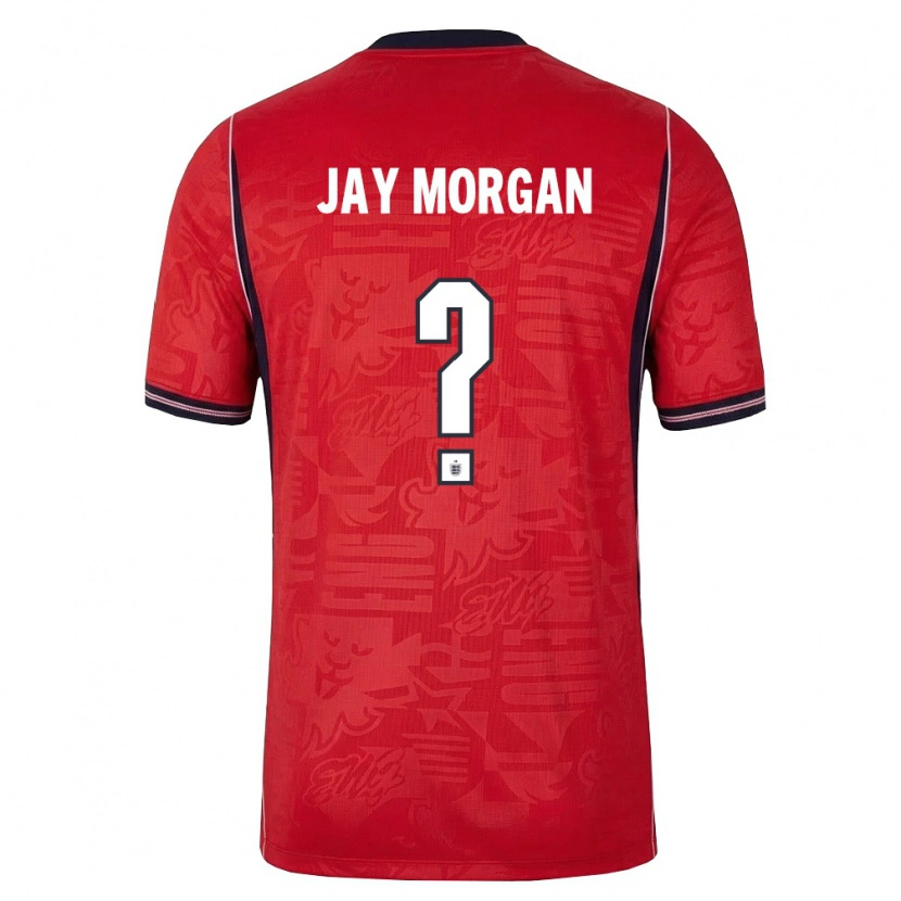 Danxen Mujer Camiseta Inglaterra Jimmy-Jay Morgan #0 Rojo Marino Blanco 2ª Equipación 26-28 La Camisa