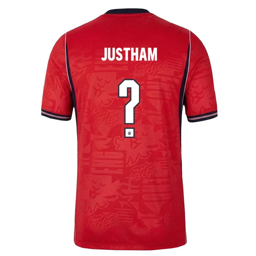 Danxen Mujer Camiseta Inglaterra Elliot Justham #0 Rojo Marino Blanco 2ª Equipación 26-28 La Camisa