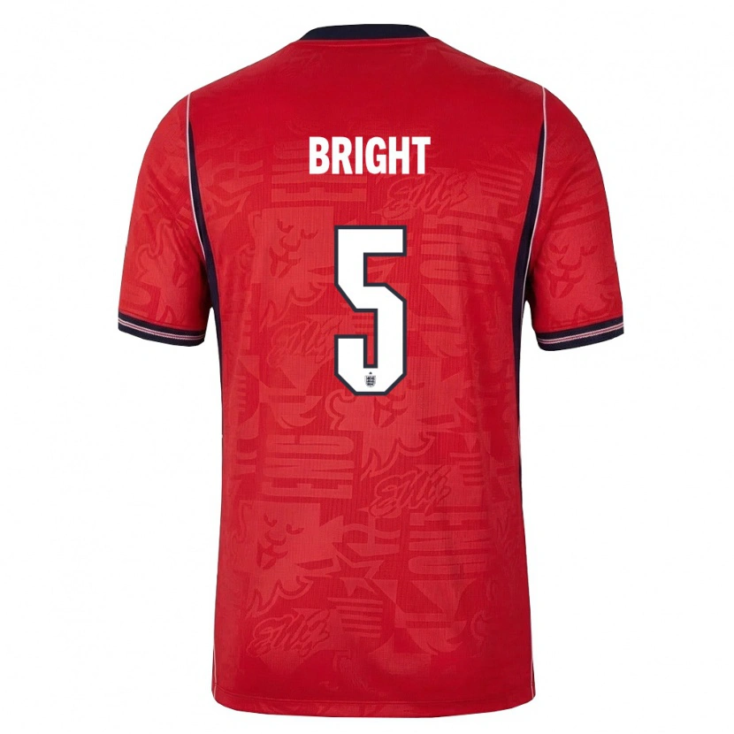 Danxen Mujer Camiseta Inglaterra Millie Bright #5 Rojo Marino Blanco 2ª Equipación 26-28 La Camisa