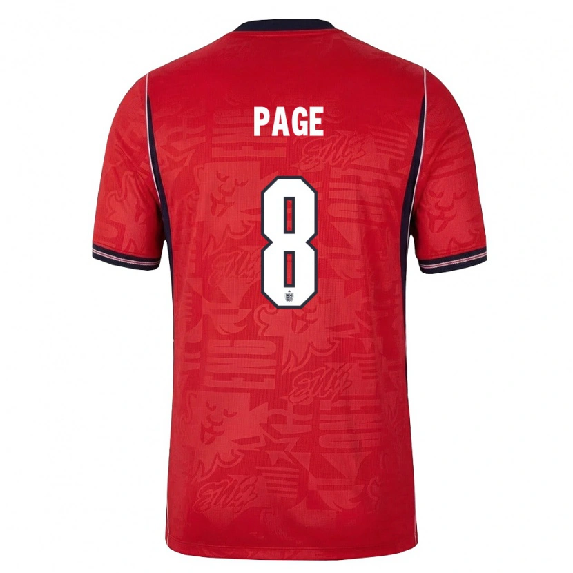 Danxen Mujer Camiseta Inglaterra Louis Page #8 Rojo Marino Blanco 2ª Equipación 26-28 La Camisa