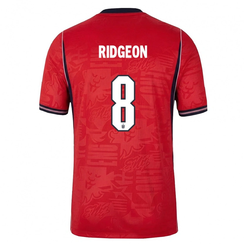 Danxen Mujer Camiseta Inglaterra Seth Ridgeon #8 Rojo Marino Blanco 2ª Equipación 26-28 La Camisa