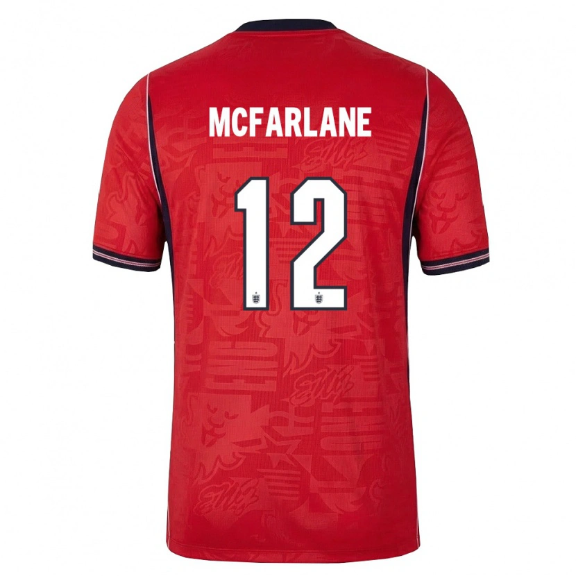 Danxen Mujer Camiseta Inglaterra Christian Mcfarlane #12 Rojo Marino Blanco 2ª Equipación 26-28 La Camisa