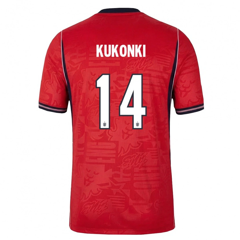 Danxen Mujer Camiseta Inglaterra Godwill Kukonki #14 Rojo Marino Blanco 2ª Equipación 26-28 La Camisa