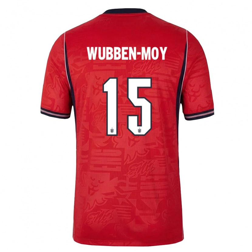Danxen Mujer Camiseta Inglaterra Lotte Wubben Moy #15 Rojo Marino Blanco 2ª Equipación 26-28 La Camisa