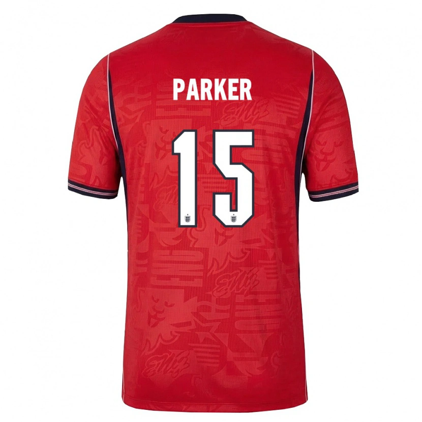 Danxen Mujer Camiseta Inglaterra Lucy Parker #15 Rojo Marino Blanco 2ª Equipación 26-28 La Camisa