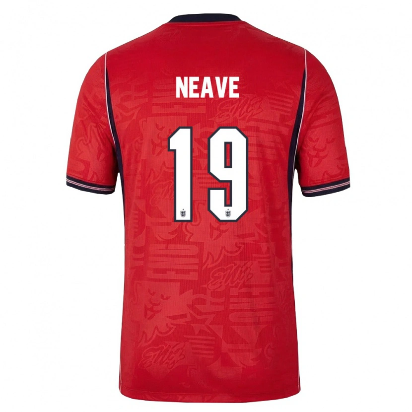 Danxen Mujer Camiseta Inglaterra Sean Neave #19 Rojo Marino Blanco 2ª Equipación 26-28 La Camisa