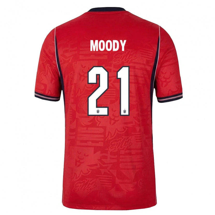 Danxen Mujer Camiseta Inglaterra Dylan Moody #21 Rojo Marino Blanco 2ª Equipación 26-28 La Camisa
