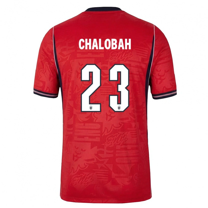 Danxen Mujer Camiseta Inglaterra Trevoh Chalobah #23 Rojo Marino Blanco 2ª Equipación 26-28 La Camisa