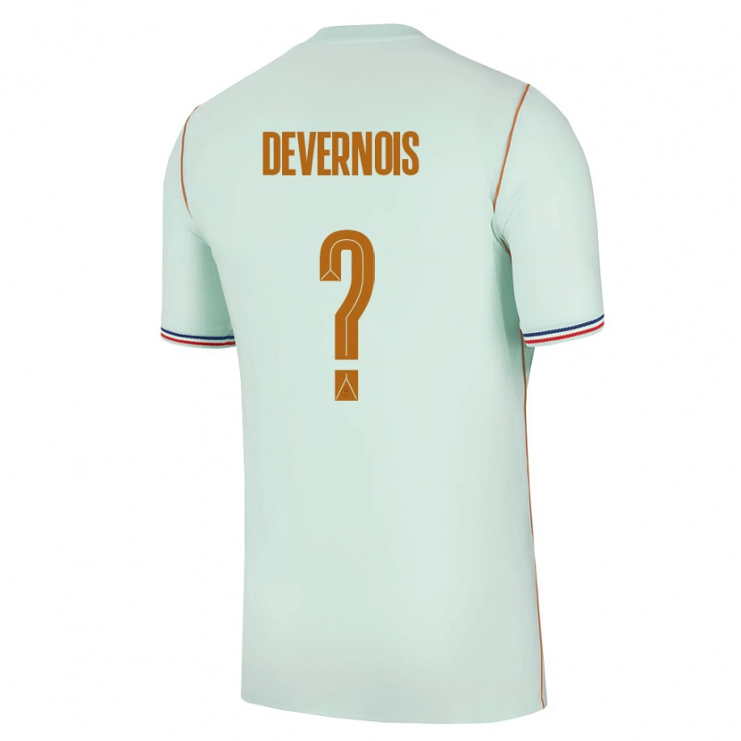 Danxen Mujer Camiseta Francia Tidiane Devernois #0 Verde Oro 2ª Equipación 26-28 La Camisa