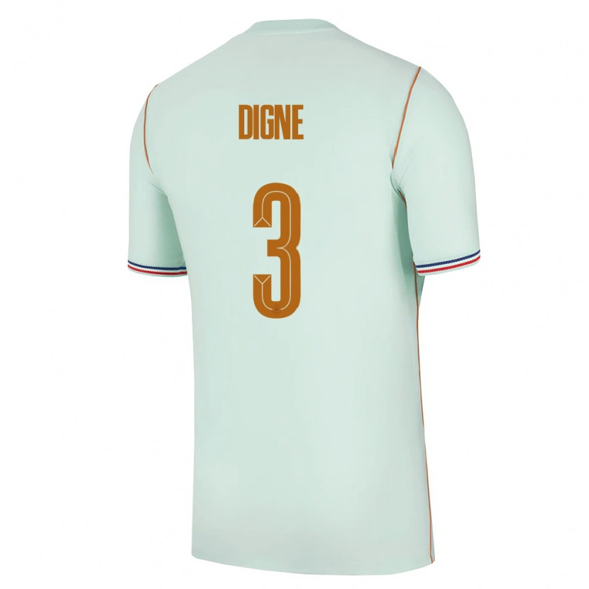 Danxen Mujer Camiseta Francia Lucas Digne #3 Verde Oro 2ª Equipación 26-28 La Camisa