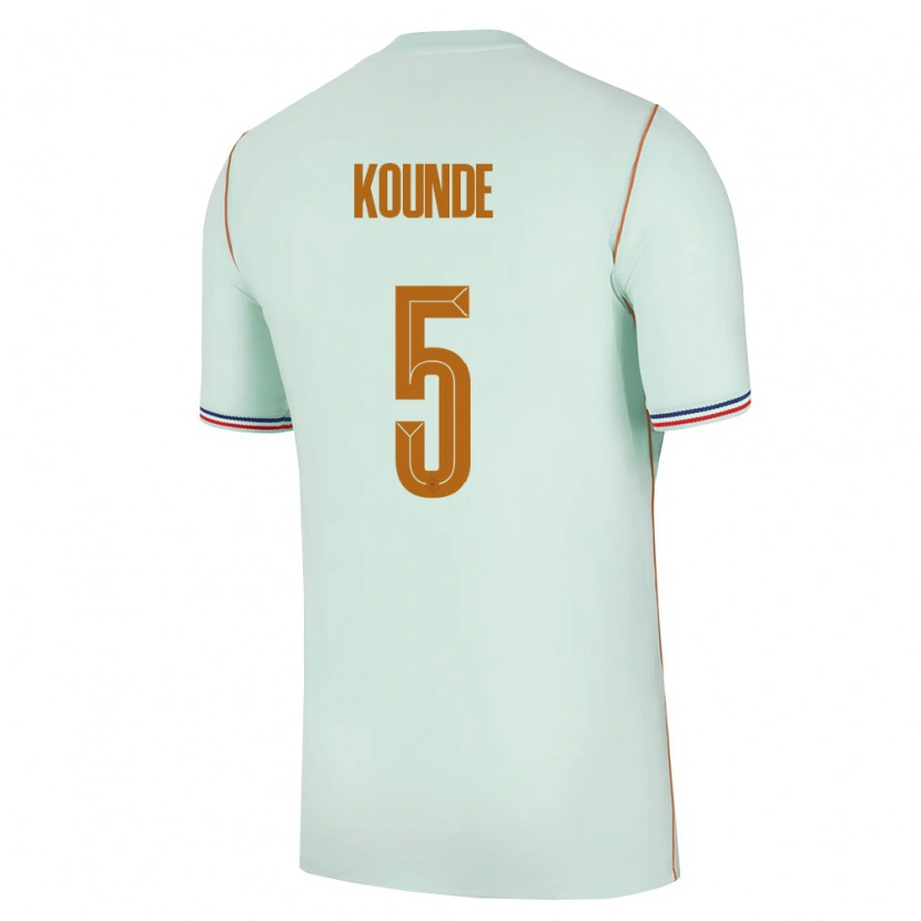 Danxen Mujer Camiseta Francia Jules Koundé #5 Verde Oro 2ª Equipación 26-28 La Camisa