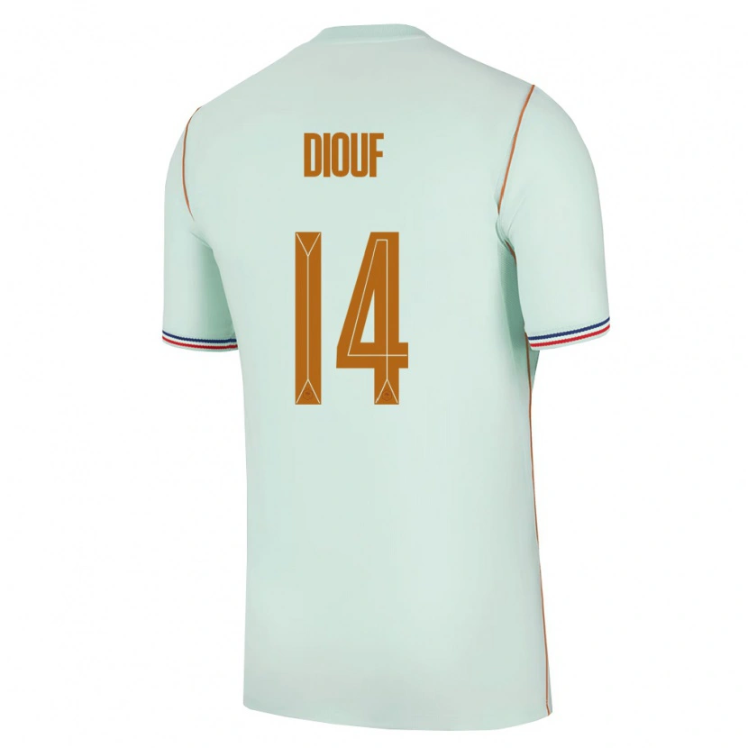 Danxen Mujer Camiseta Francia Andy Diouf #14 Verde Oro 2ª Equipación 26-28 La Camisa