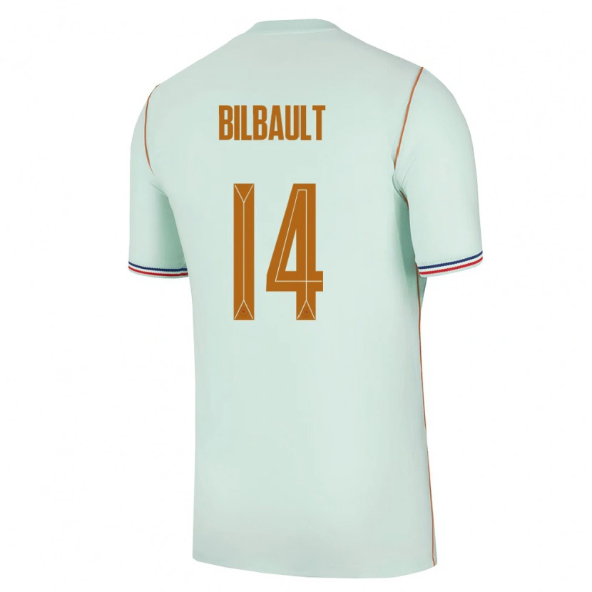 Danxen Mujer Camiseta Francia Charlotte Bilbault #14 Verde Oro 2ª Equipación 26-28 La Camisa