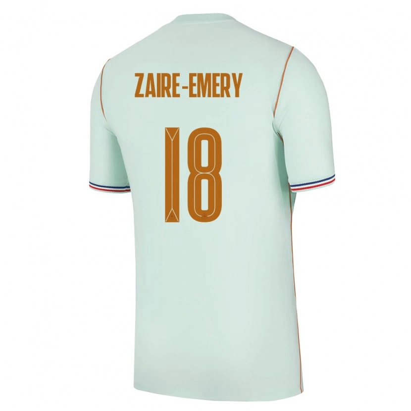 Danxen Mujer Camiseta Francia Warren Zaïre-Emery #18 Verde Oro 2ª Equipación 26-28 La Camisa