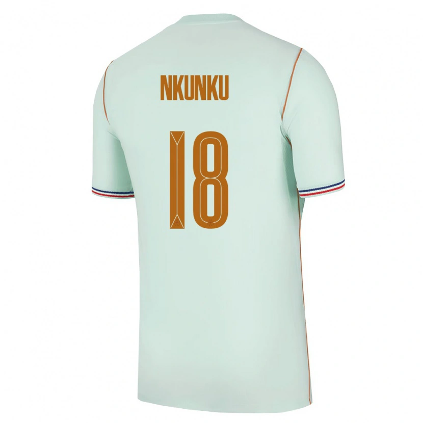 Danxen Mujer Camiseta Francia Christopher Nkunku #18 Verde Oro 2ª Equipación 26-28 La Camisa