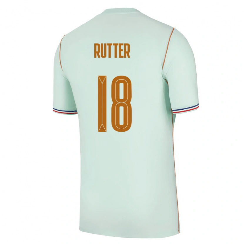 Danxen Mujer Camiseta Francia Georginio Rutter #18 Verde Oro 2ª Equipación 26-28 La Camisa