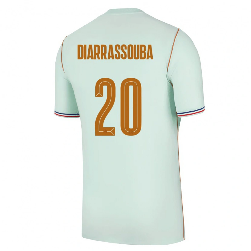 Danxen Mujer Camiseta Francia Tidiane Diarrassouba #20 Verde Oro 2ª Equipación 26-28 La Camisa