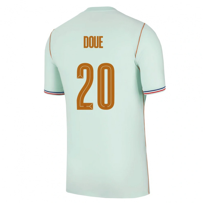 Danxen Mujer Camiseta Francia Désiré Doué #20 Verde Oro 2ª Equipación 26-28 La Camisa