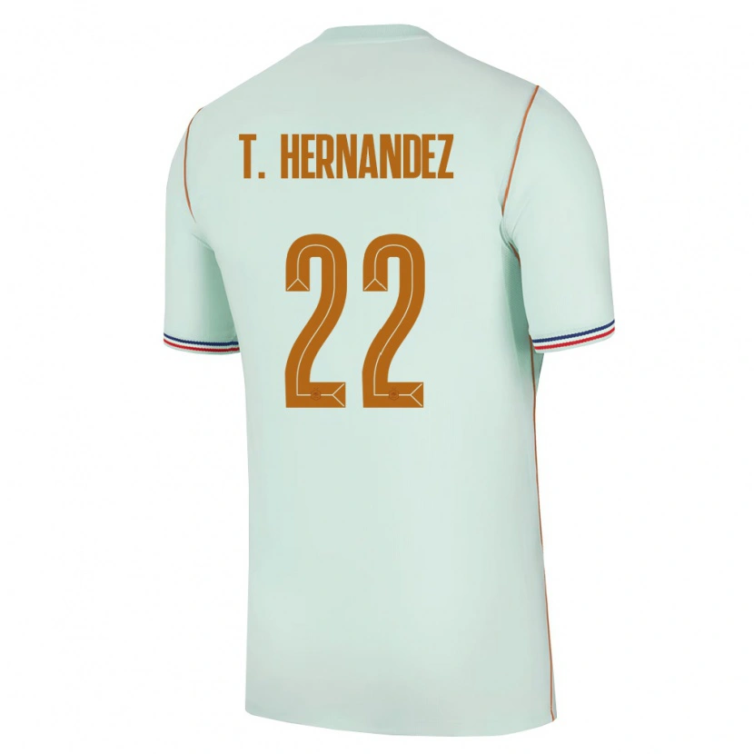 Danxen Mujer Camiseta Francia Theo Hernández #22 Verde Oro 2ª Equipación 26-28 La Camisa