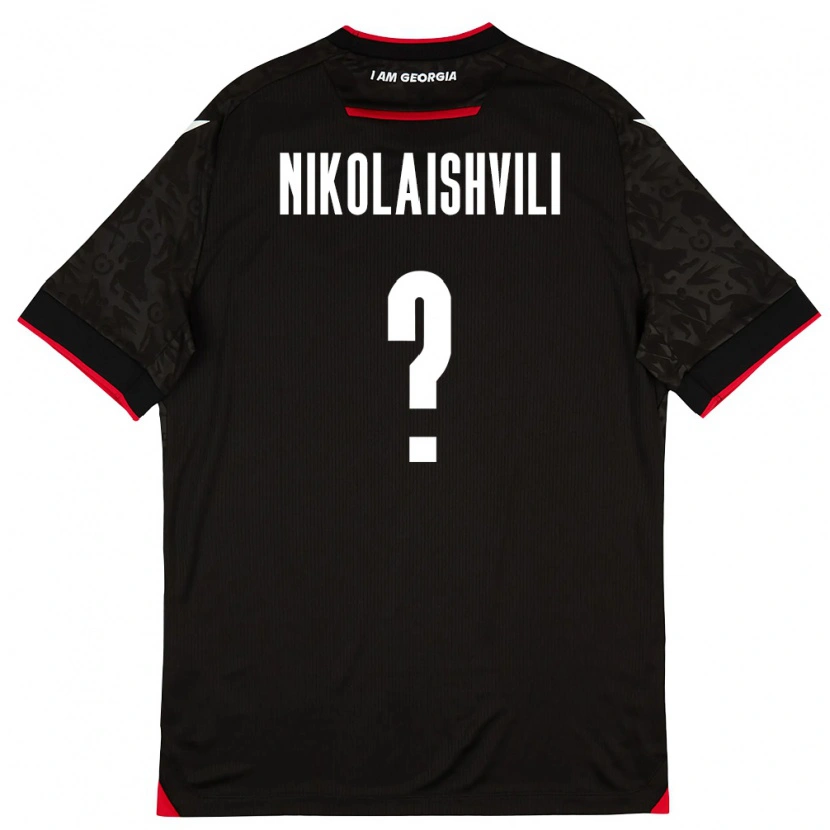 Danxen Mujer Camiseta Georgia Giorgi Nikolaishvili #0 Negro Blanco Rojo 2ª Equipación 26-28 La Camisa