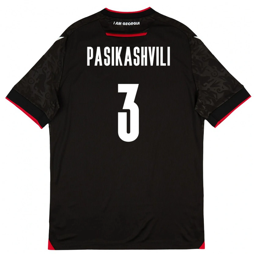 Danxen Mujer Camiseta Georgia Nino Pasikashvili #3 Negro Blanco Rojo 2ª Equipación 26-28 La Camisa